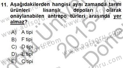 Gümrük Mevzuatı Dersi 2015 - 2016 Yılı (Final) Dönem Sonu Sınav Soruları 11. Soru