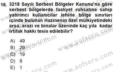 Gümrük Mevzuatı Dersi 2015 - 2016 Yılı (Final) Dönem Sonu Sınav Soruları 16. Soru