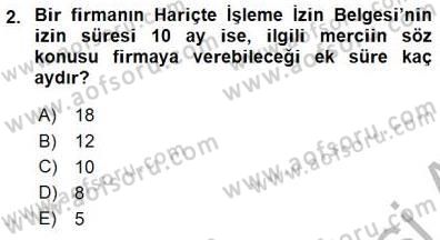 Gümrük Mevzuatı Dersi 2015 - 2016 Yılı (Final) Dönem Sonu Sınav Soruları 2. Soru
