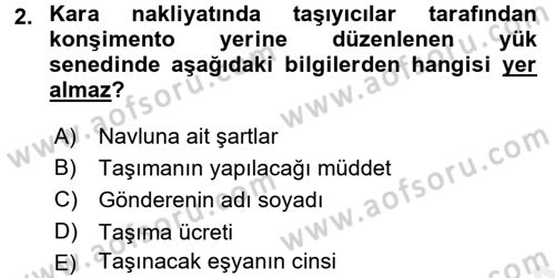 Gümrük Mevzuatı Dersi 2016 - 2017 Yılı (Final) Dönem Sonu Sınav Soruları 2. Soru
