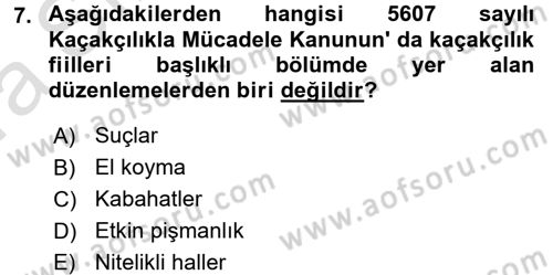 Gümrük Mevzuatı Dersi 2017 - 2018 Yılı (Vize) Ara Sınav Soruları 7. Soru