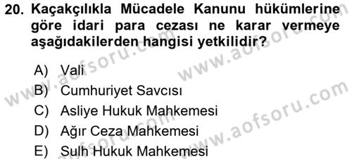 Gümrük Mevzuatı Dersi 2017 - 2018 Yılı (Final) Dönem Sonu Sınav Soruları 20. Soru
