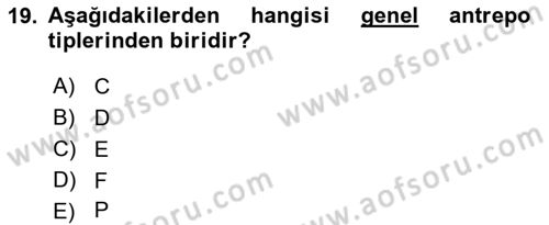 Gümrük Mevzuatı Dersi 2018 - 2019 Yılı Yaz Okulu Sınav Soruları 19. Soru