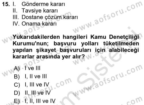 Gümrük Mevzuatı Dersi 2020 - 2021 Yılı Yaz Okulu Sınav Soruları 15. Soru