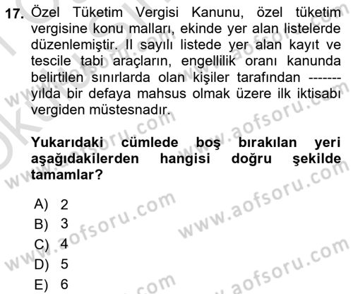 Gümrük Mevzuatı Dersi 2020 - 2021 Yılı Yaz Okulu Sınav Soruları 17. Soru