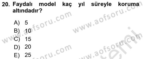 Gümrük Mevzuatı Dersi 2020 - 2021 Yılı Yaz Okulu Sınav Soruları 20. Soru