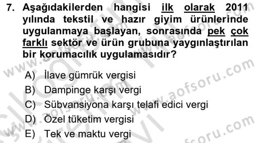 Gümrük Mevzuatı Dersi 2020 - 2021 Yılı Yaz Okulu Sınav Soruları 7. Soru