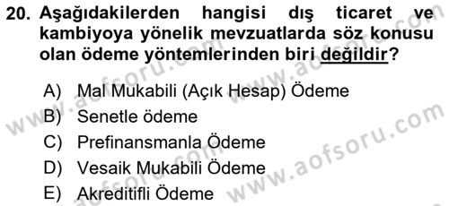 Gümrük Mevzuatı Dersi 2021 - 2022 Yılı (Vize) Ara Sınav Soruları 20. Soru