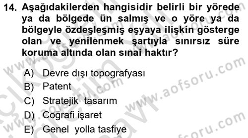 Gümrük Mevzuatı Dersi 2021 - 2022 Yılı Yaz Okulu Sınav Soruları 14. Soru