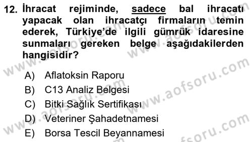 Gümrük Mevzuatı Dersi 2022 - 2023 Yılı (Vize) Ara Sınav Soruları 12. Soru