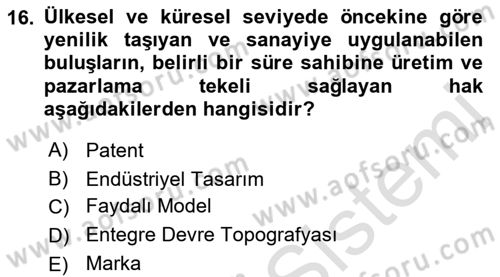 Gümrük Mevzuatı Dersi 2022 - 2023 Yılı (Vize) Ara Sınav Soruları 16. Soru