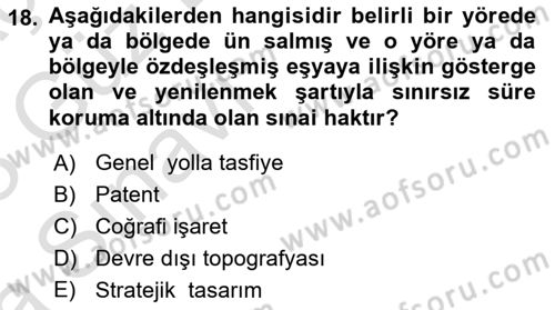 Gümrük Mevzuatı Dersi 2022 - 2023 Yılı (Vize) Ara Sınav Soruları 18. Soru