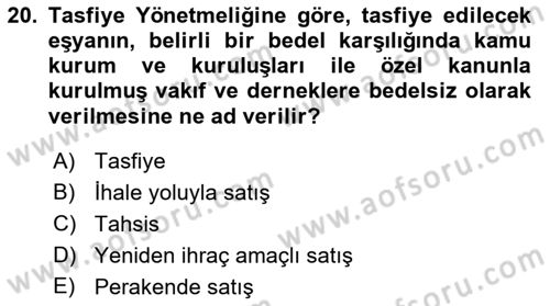 Gümrük Mevzuatı Dersi 2022 - 2023 Yılı (Vize) Ara Sınav Soruları 20. Soru