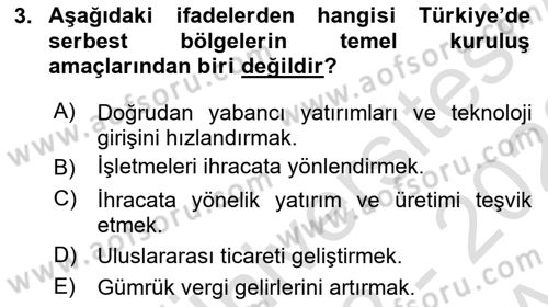 Gümrük Mevzuatı Dersi 2022 - 2023 Yılı (Vize) Ara Sınav Soruları 3. Soru