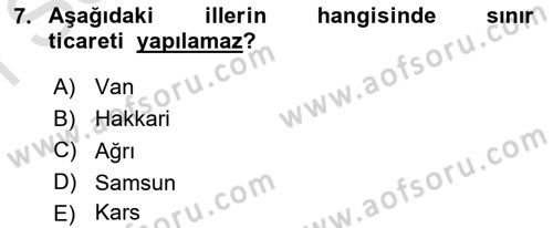 Gümrük Mevzuatı Dersi 2022 - 2023 Yılı (Final) Dönem Sonu Sınav Soruları 7. Soru