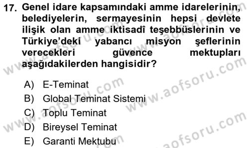 Gümrük Mevzuatı Dersi 2023 - 2024 Yılı (Final) Dönem Sonu Sınav Soruları 17. Soru