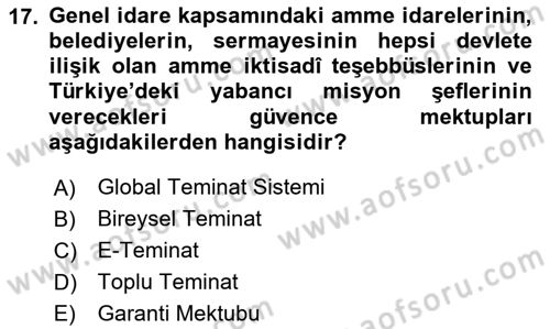 Gümrük Mevzuatı Dersi 2023 - 2024 Yılı Yaz Okulu Sınav Soruları 17. Soru