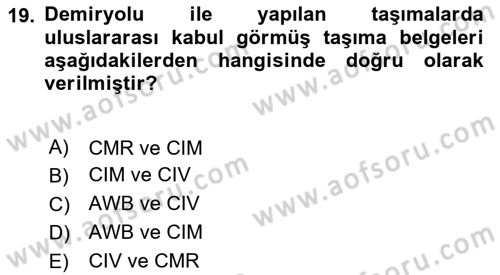 Gümrük Mevzuatı Dersi 2024 - 2025 Yılı (Vize) Ara Sınav Soruları 19. Soru
