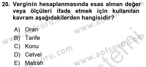 Gümrük Mevzuatı Dersi 2024 - 2025 Yılı (Final) Dönem Sonu Sınav Soruları 20. Soru