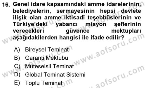 Gümrük Mevzuatı Dersi 2024 - 2025 Yılı Yaz Okulu Sınav Soruları 16. Soru