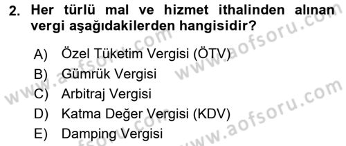 Gümrük Mevzuatı Dersi 2024 - 2025 Yılı Yaz Okulu Sınav Soruları 2. Soru