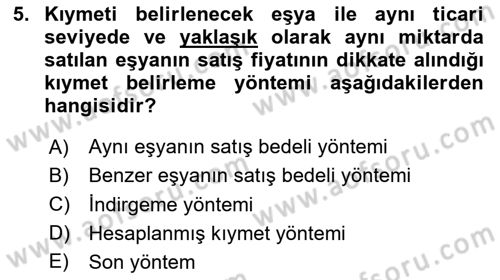 Gümrük Mevzuatı Dersi 2025 - 2026 Yılı (Vize) Ara Sınav Soruları 5. Soru