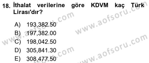 İhracat - İthalatta Örnek Olaylar Dersi 2015 - 2016 Yılı (Final) Dönem Sonu Sınav Soruları 18. Soru