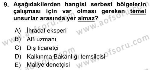 İhracat - İthalatta Örnek Olaylar Dersi 2015 - 2016 Yılı (Final) Dönem Sonu Sınav Soruları 9. Soru