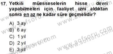 Kambiyo Mevzuatı Dersi 2013 - 2014 Yılı Tek Ders Sınavı 17. Soru