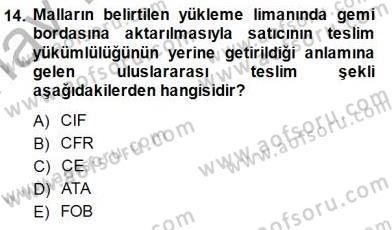 Kambiyo Mevzuatı Dersi 2014 - 2015 Yılı (Vize) Ara Sınavı 14. Soru