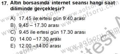 Kambiyo Mevzuatı Dersi 2014 - 2015 Yılı (Final) Dönem Sonu Sınavı 17. Soru