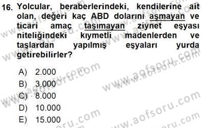 Kambiyo Mevzuatı Dersi 2015 - 2016 Yılı (Final) Dönem Sonu Sınavı 16. Soru