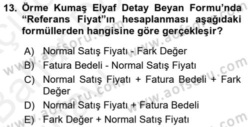 İthalat ve İhracat İşlemleri Dersi 2015 - 2016 Yılı (Vize) Ara Sınav Soruları 13. Soru