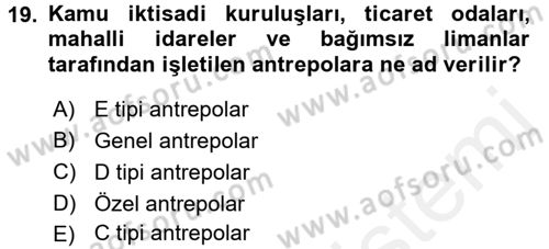 İthalat ve İhracat İşlemleri Dersi 2015 - 2016 Yılı (Vize) Ara Sınav Soruları 19. Soru