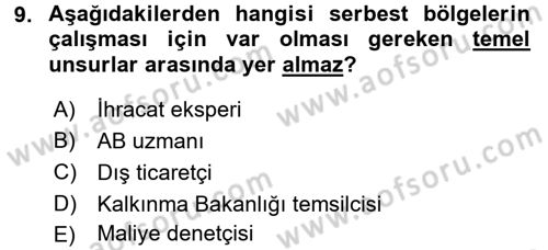 İthalat ve İhracat İşlemleri Dersi 2015 - 2016 Yılı (Final) Dönem Sonu Sınav Soruları 9. Soru