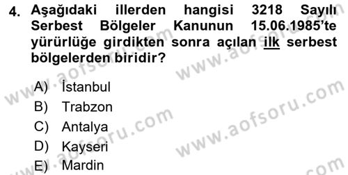 İthalat ve İhracat İşlemleri Dersi 2018 - 2019 Yılı (Final) Dönem Sonu Sınav Soruları 4. Soru
