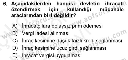 İthalat ve İhracat İşlemleri Dersi 2018 - 2019 Yılı (Final) Dönem Sonu Sınav Soruları 6. Soru