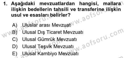 İthalat ve İhracat İşlemleri Dersi 2020 - 2021 Yılı Yaz Okulu Sınavı 1. Soru