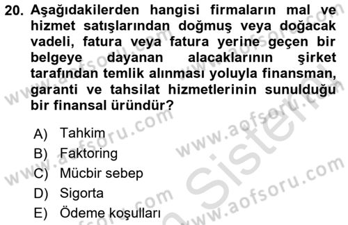 İthalat ve İhracat İşlemleri Dersi 2022 - 2023 Yılı Yaz Okulu Sınav Soruları 20. Soru