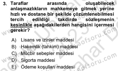 İthalat ve İhracat İşlemleri Dersi 2023 - 2024 Yılı (Vize) Ara Sınav Soruları 3. Soru