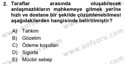 İthalat ve İhracat İşlemleri Dersi 2023 - 2024 Yılı Yaz Okulu Sınav Soruları 2. Soru