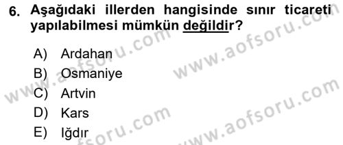 İthalat ve İhracat İşlemleri Dersi 2024 - 2025 Yılı Yaz Okulu Sınav Soruları 6. Soru