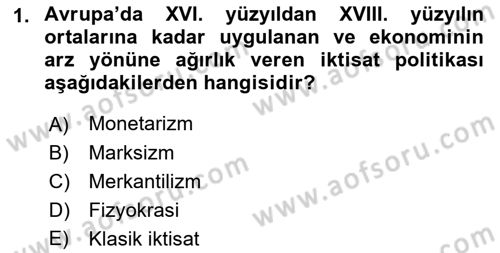 Dünya Ekonomisi Dersi 2016 - 2017 Yılı 3 Ders Sınav Soruları 1. Soru