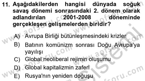 Dünya Ekonomisi Dersi 2016 - 2017 Yılı 3 Ders Sınav Soruları 11. Soru