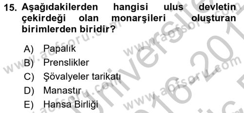 Dünya Ekonomisi Dersi 2016 - 2017 Yılı 3 Ders Sınav Soruları 15. Soru