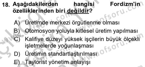 Dünya Ekonomisi Dersi 2016 - 2017 Yılı 3 Ders Sınav Soruları 18. Soru