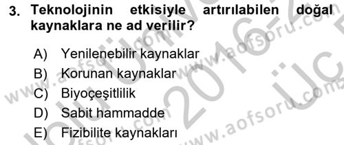 Dünya Ekonomisi Dersi 2016 - 2017 Yılı 3 Ders Sınav Soruları 3. Soru