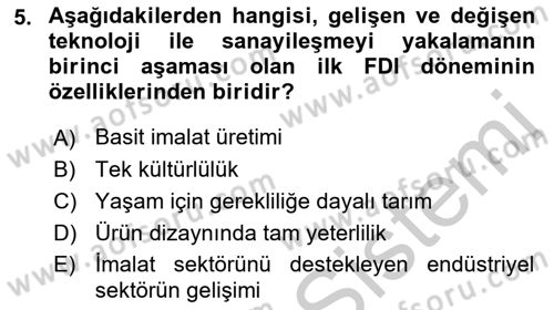 Dünya Ekonomisi Dersi 2016 - 2017 Yılı 3 Ders Sınav Soruları 5. Soru