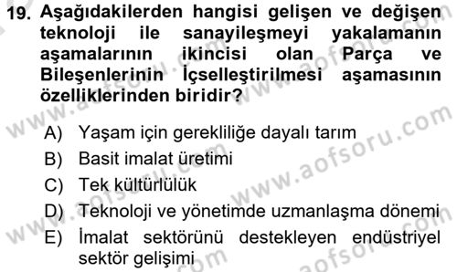 Dünya Ekonomisi Dersi Ara Sınavı Deneme Sınav Soruları 19. Soru