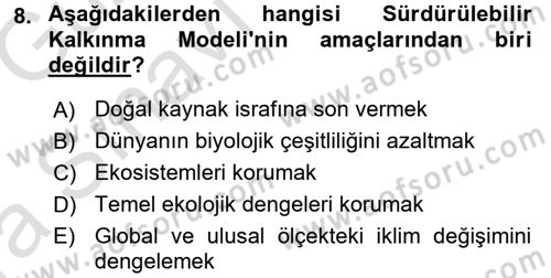 Dünya Ekonomisi Dersi Ara Sınavı Deneme Sınav Soruları 8. Soru